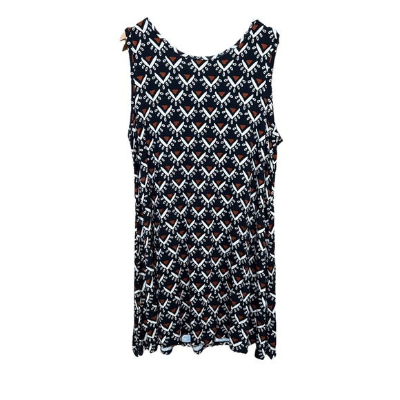 Loft Plus Women's Brown Black Shift Dress Midi Sleeveless Smocked Back 16/18 NWT - Picture 1 of 5